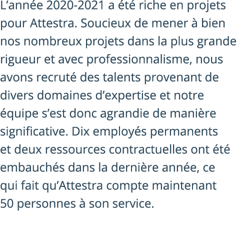 L ann e 2020-2021 a  t  riche en projets pour Attestra  Soucieux de mener   bien nos nombreux projets dans la plus gr   