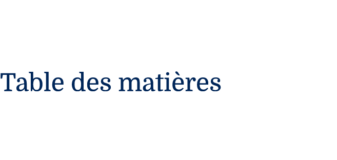 Table des mati res