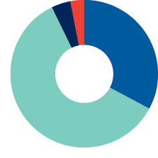 A blue and white circle with a blue and red section. Description generated by AI