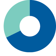 A blue and white circle with a blue and red section. Description generated by AI